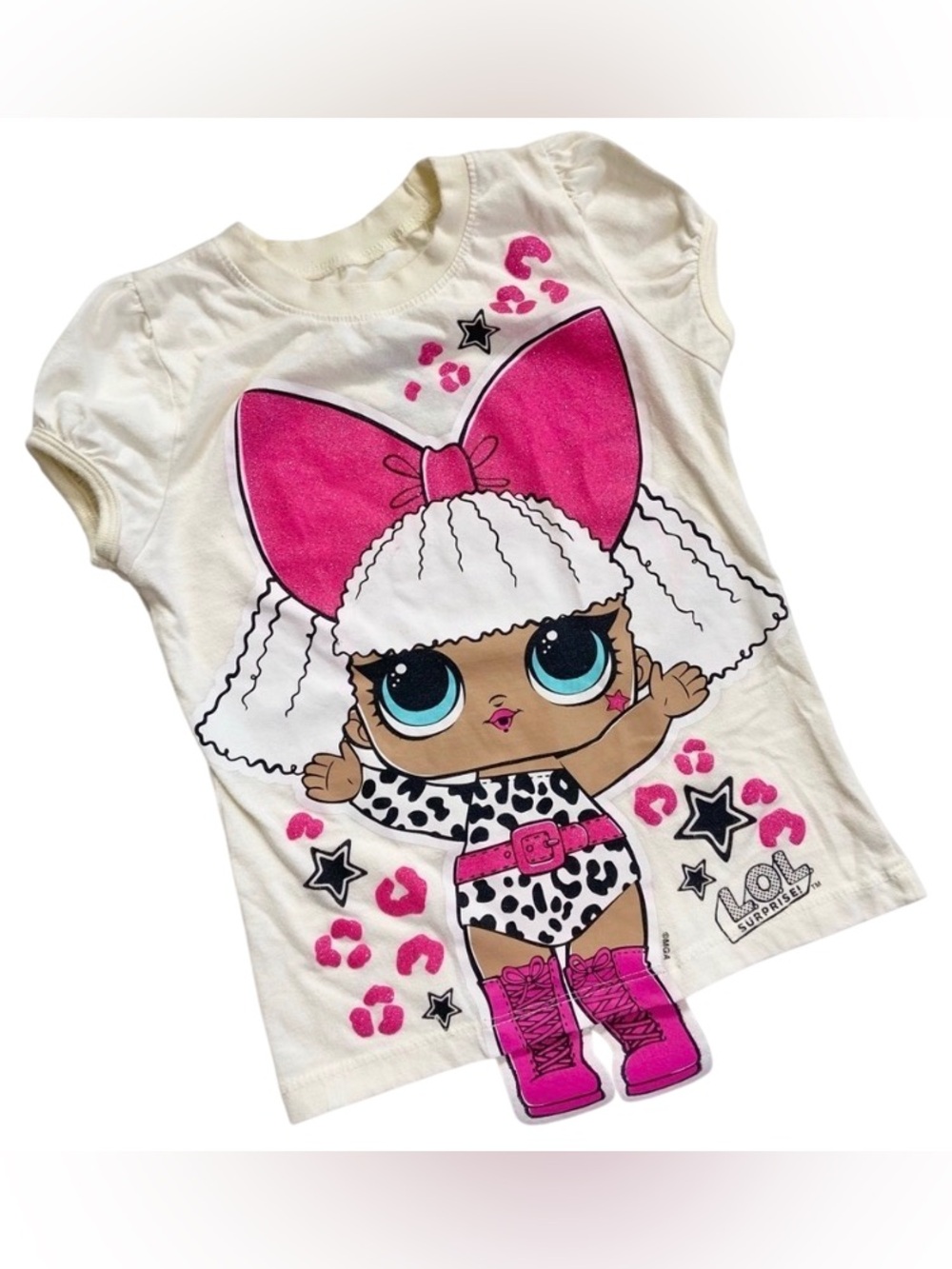 L.O.L. Surprise! Girls Graphic Tee - White with Hot Pink Bow 6x